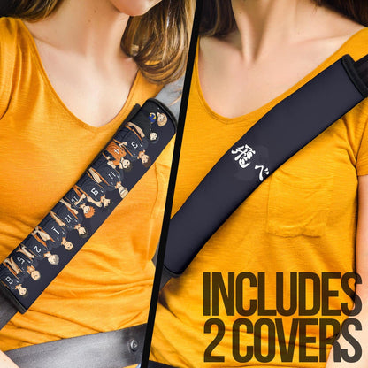 Haikyuu Anime Seat Belt Covers - Karasuno Volleyball Team Members Kanji Belt Covers