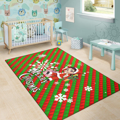 Demon Slayer Anime Area Rug - Merry Christmas Santa Tanjiro With Xmas Gifts Rugs Home Decor