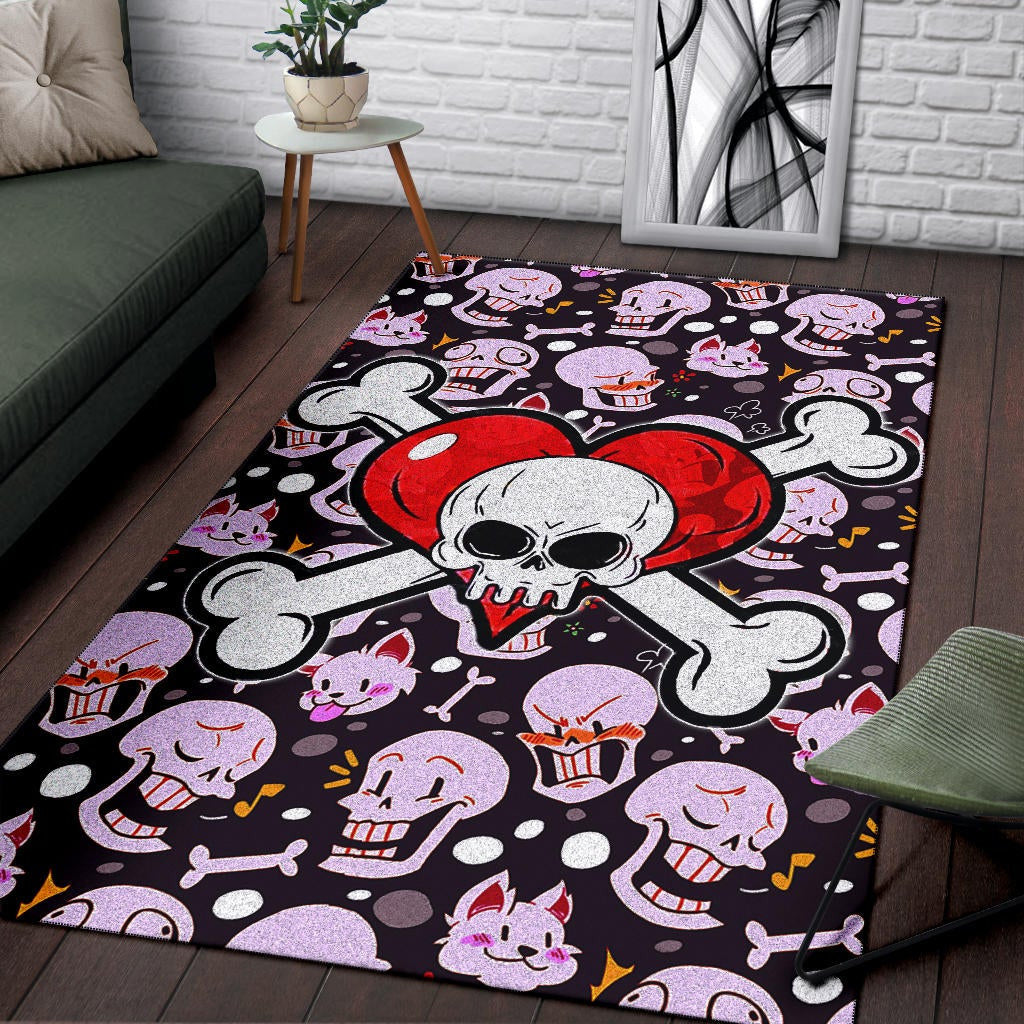 Skull Area Rug - Love In Your Bones Funny Skull Emotions Patterns Valentine Rugs Home Decor