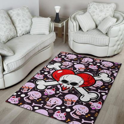Skull Area Rug - Love In Your Bones Funny Skull Emotions Patterns Valentine Rugs Home Decor