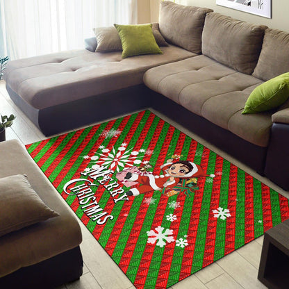 Demon Slayer Anime Area Rug - Merry Christmas Santa Tanjiro With Xmas Gifts Rugs Home Decor