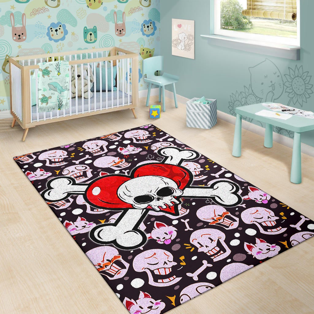 Skull Area Rug - Love In Your Bones Funny Skull Emotions Patterns Valentine Rugs Home Decor