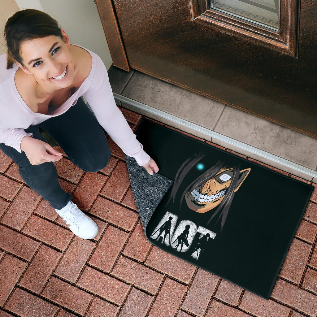 Attack On Titan Anime Door Mat - AOT Characters And Eren Titan Face Door Mat Home Decor