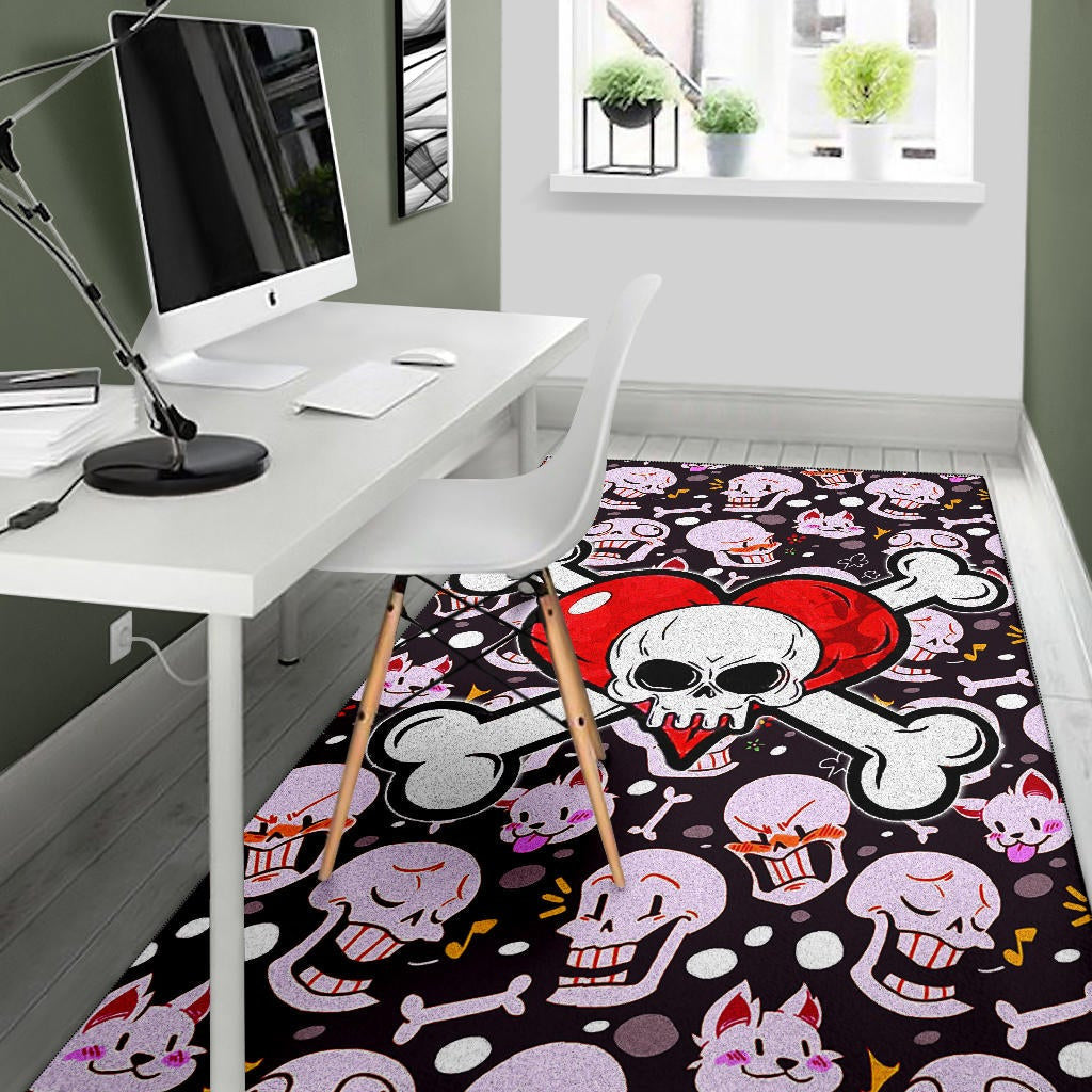 Skull Area Rug - Love In Your Bones Funny Skull Emotions Patterns Valentine Rugs Home Decor