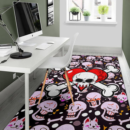 Skull Area Rug - Love In Your Bones Funny Skull Emotions Patterns Valentine Rugs Home Decor