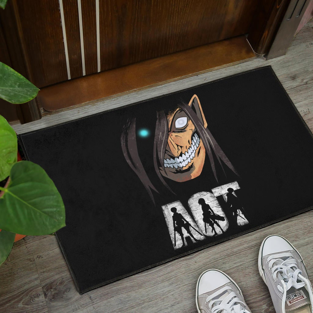 Attack On Titan Anime Door Mat - AOT Characters And Eren Titan Face Door Mat Home Decor