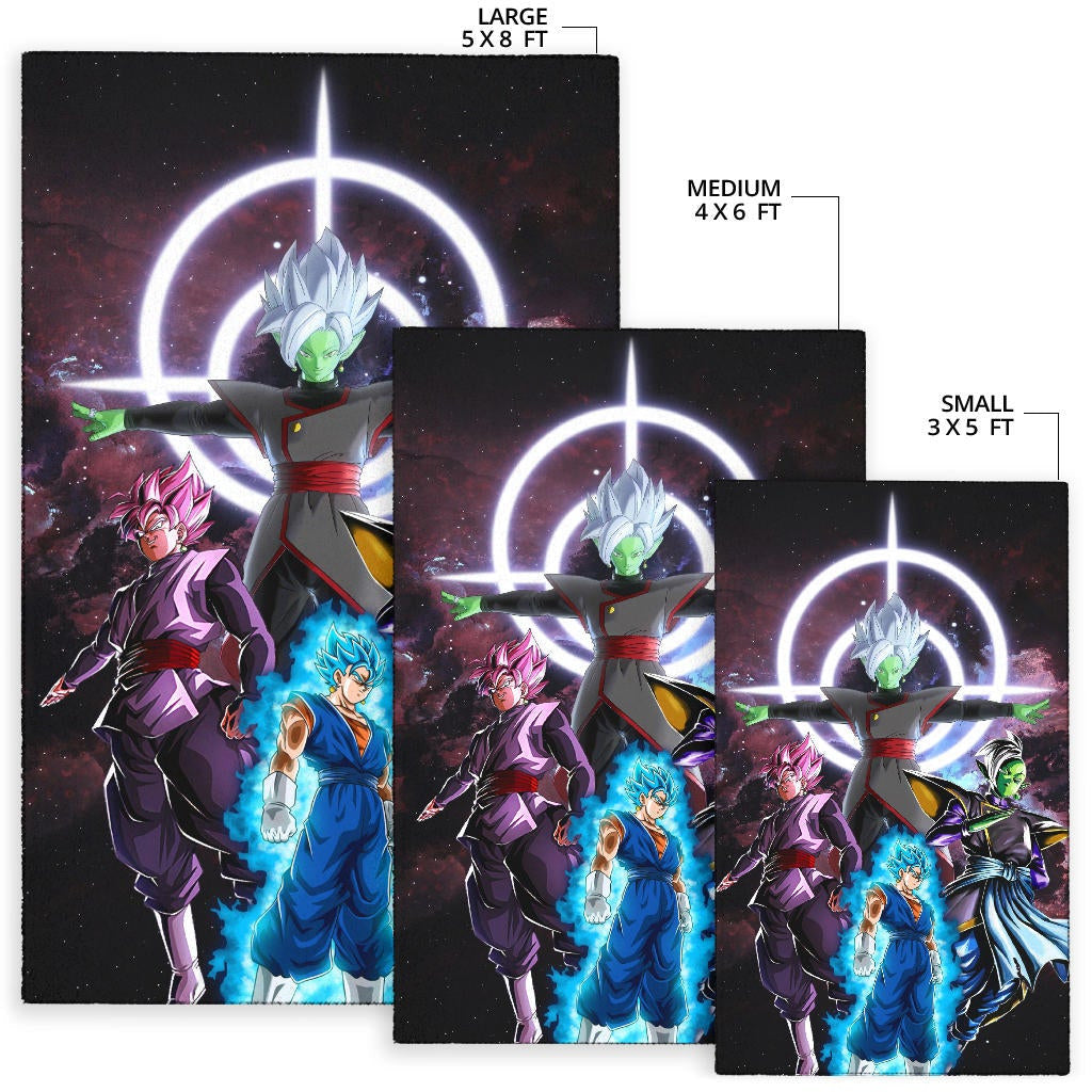 Dragon Ball Anime Area Rug - DB Goku Vs Villains Black Goku Fusao Zamasu Rugs Home Decor