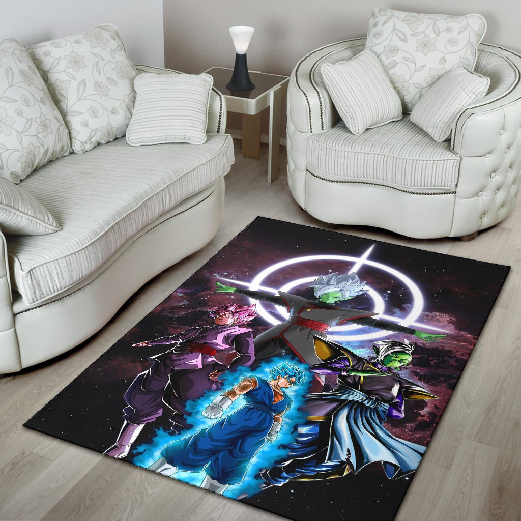 Dragon Ball Anime Area Rug - DB Goku Vs Villains Black Goku Fusao Zamasu Rugs Home Decor