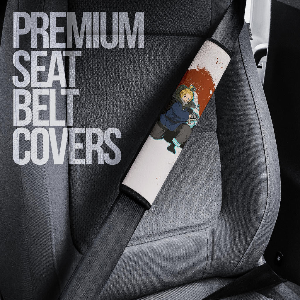 Fire Force Anime Seat Belt Covers Arthur Boyle Shining Blue Coat With Wood Sword Belt Covers