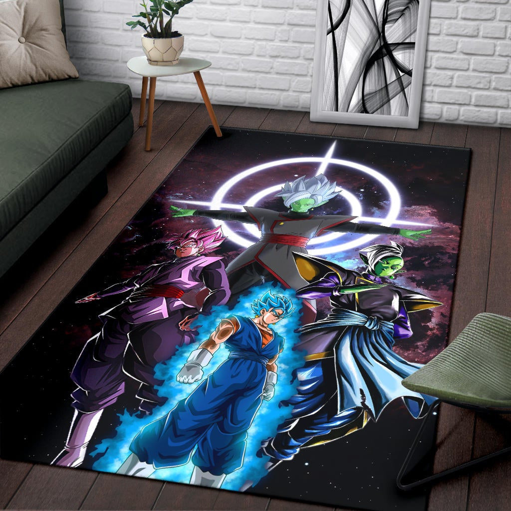 Dragon Ball Anime Area Rug - DB Goku Vs Villains Black Goku Fusao Zamasu Rugs Home Decor