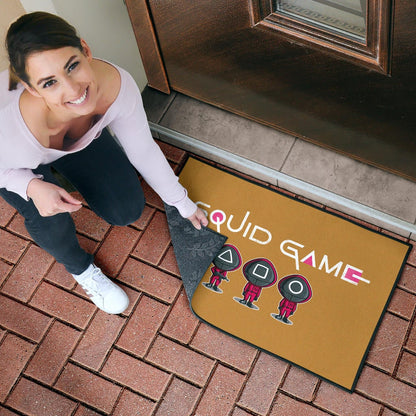 Squid Game Movie Door Mat - Cute Chibi Squid Workers Round Square Triangle Face Door Mat Home Decor