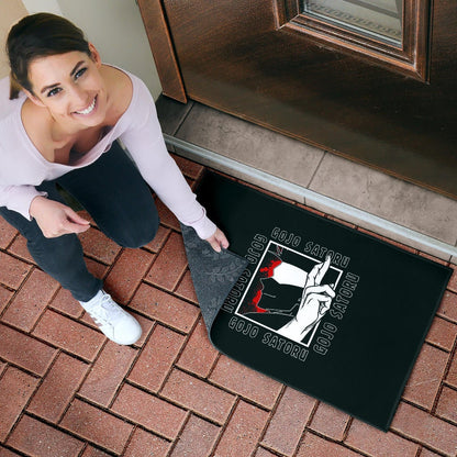 Jujutsu Kaisen Anime Door Mat Satoru Gojo Face Shadow Hand Sign Black White Door Mat Home Decor