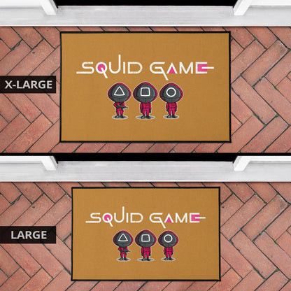 Squid Game Movie Door Mat - Cute Chibi Squid Workers Round Square Triangle Face Door Mat Home Decor