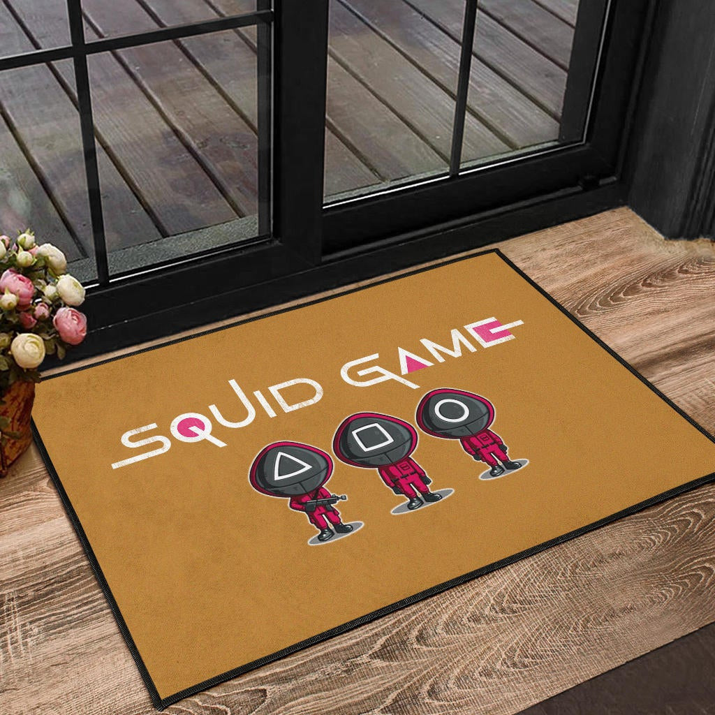 Squid Game Movie Door Mat - Cute Chibi Squid Workers Round Square Triangle Face Door Mat Home Decor