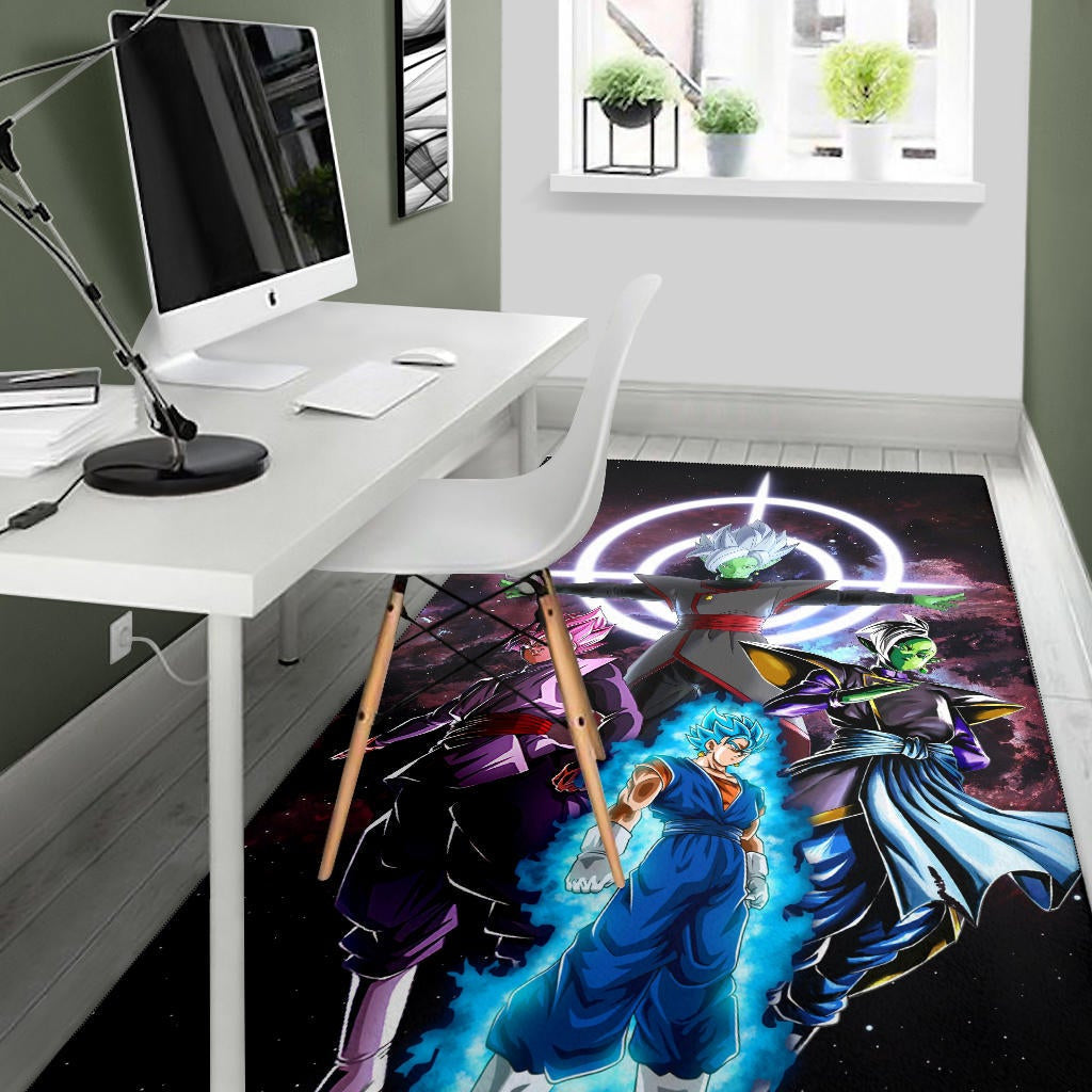 Dragon Ball Anime Area Rug - DB Goku Vs Villains Black Goku Fusao Zamasu Rugs Home Decor