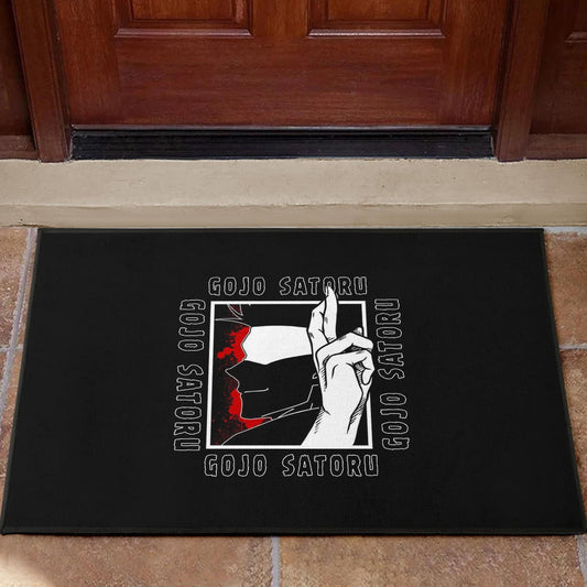 Jujutsu Kaisen Anime Door Mat Satoru Gojo Face Shadow Hand Sign Black White Door Mat Home Decor