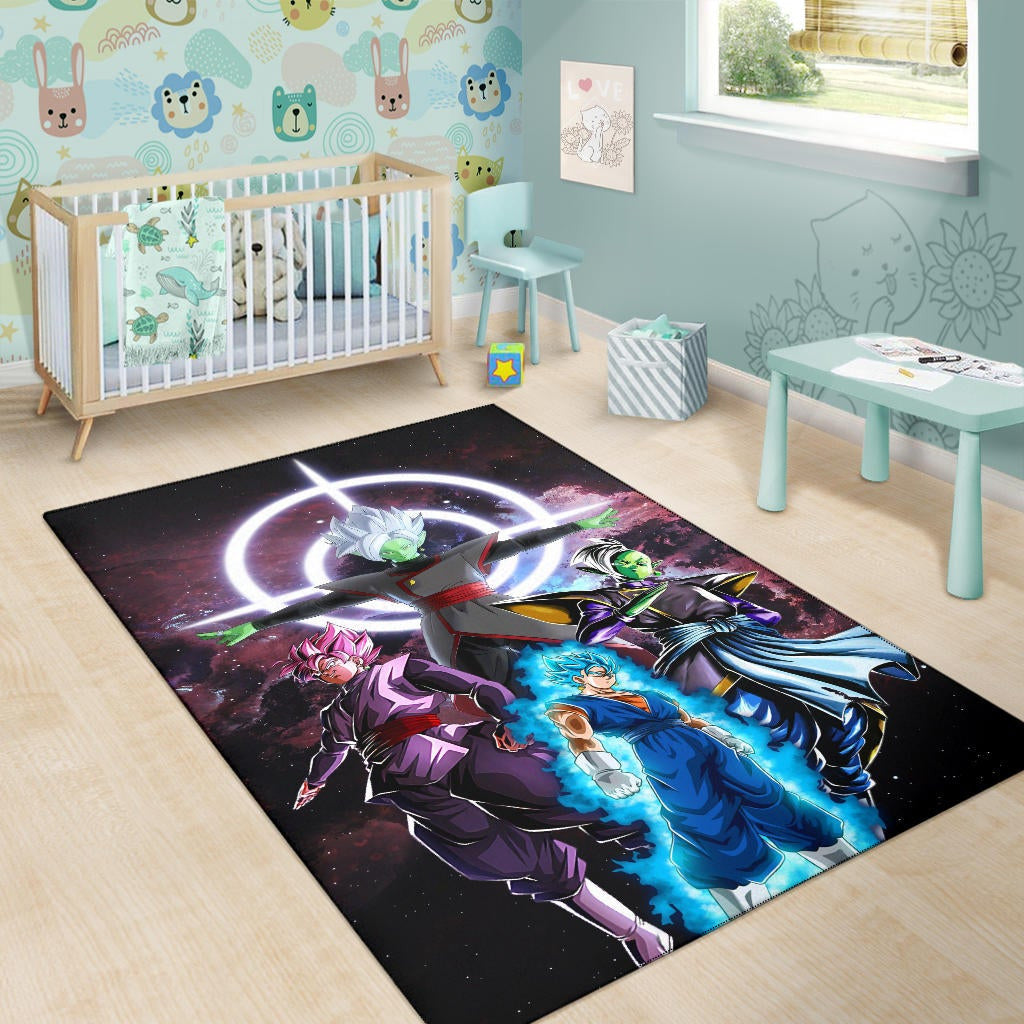 Dragon Ball Anime Area Rug - DB Goku Vs Villains Black Goku Fusao Zamasu Rugs Home Decor