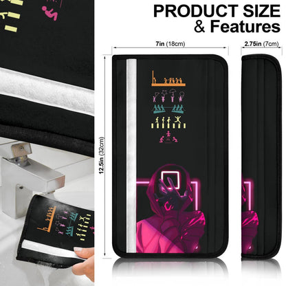 Squid Game Movie Seat Belt Covers - All Rounds Squid Workers Neon Minimalist Belt Covers