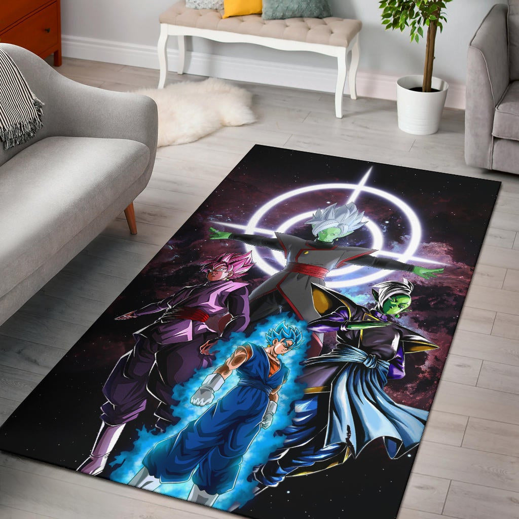 Dragon Ball Anime Area Rug - DB Goku Vs Villains Black Goku Fusao Zamasu Rugs Home Decor