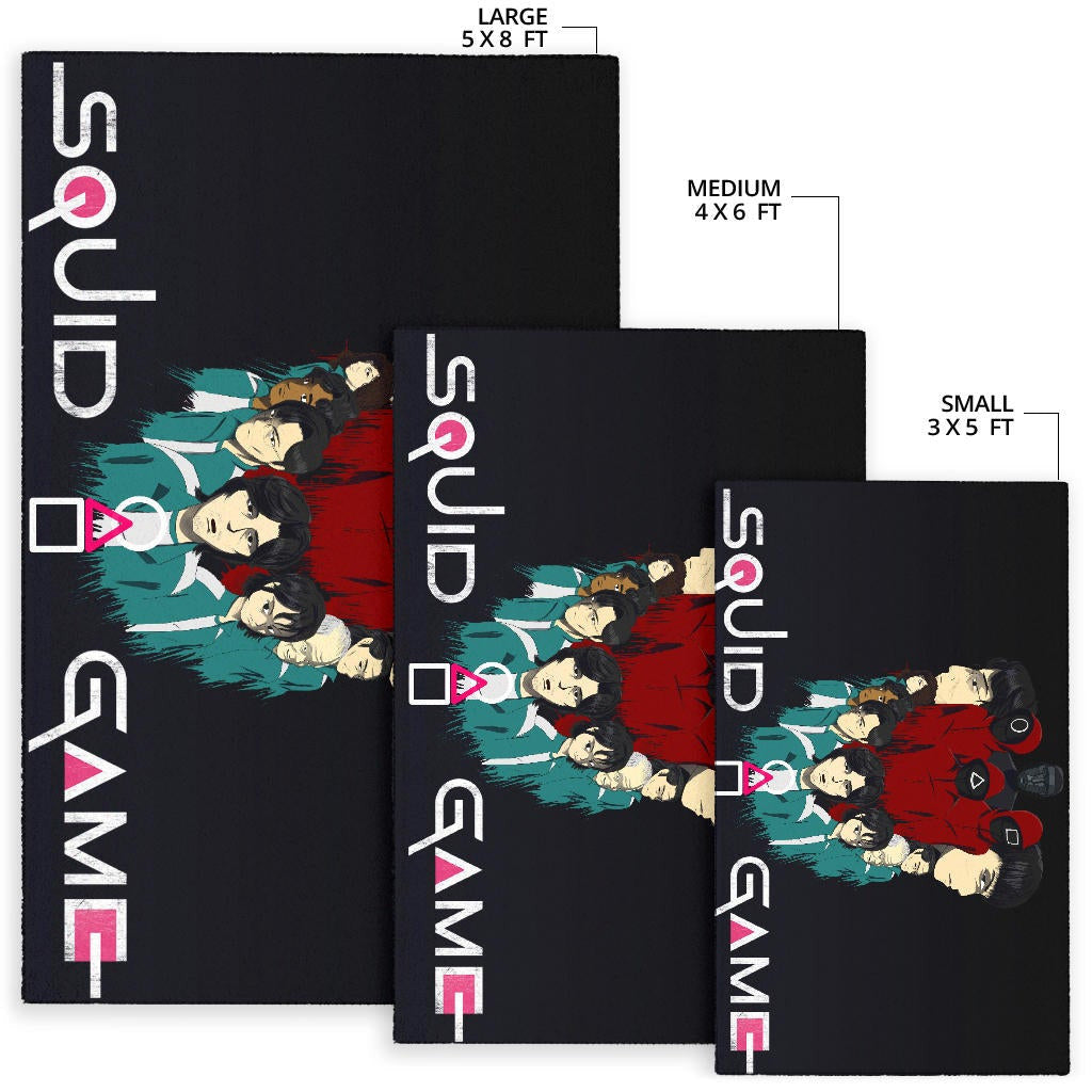 Squid Game Movie Area Rug - Squid Workers With Players Gather Round Rugs Home Decor