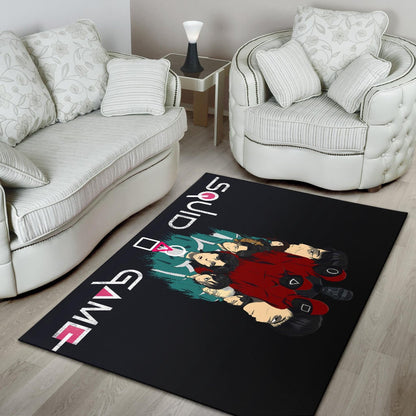 Squid Game Movie Area Rug - Squid Workers With Players Gather Round Rugs Home Decor