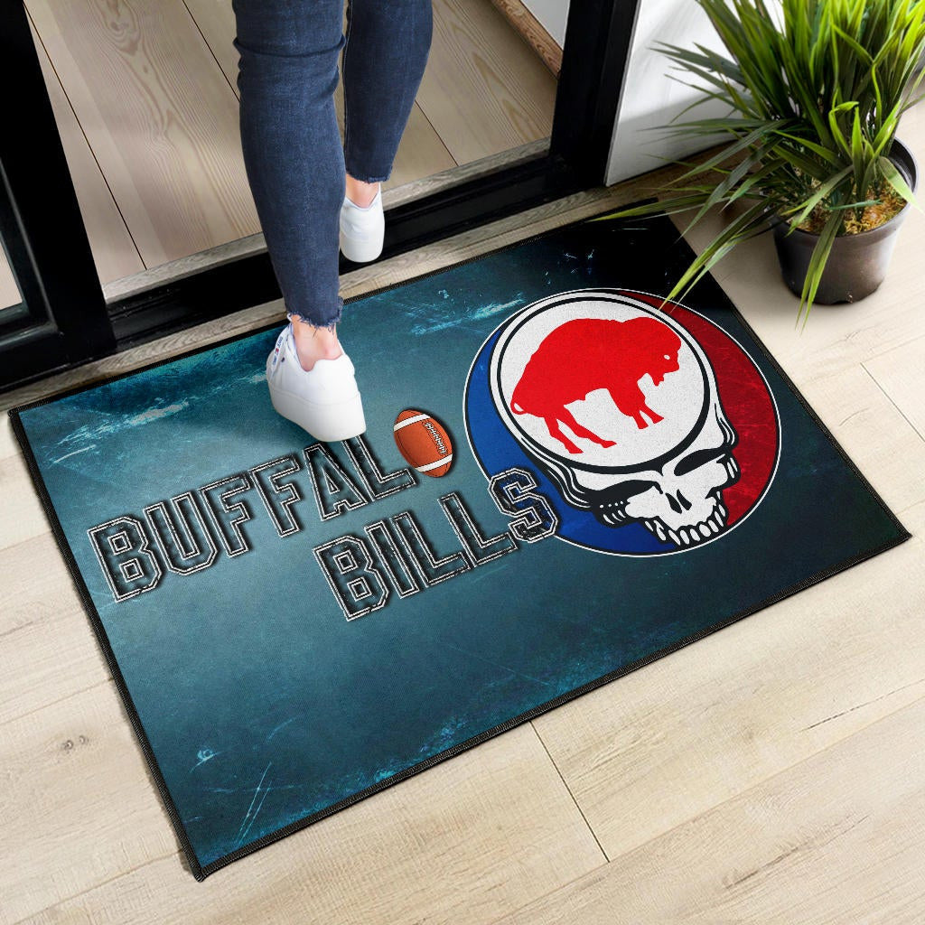 Buffalo Bills American Football Team Door Mat Red Buffalo In Skull Brain Universe Scale Door Mat Home Decor
