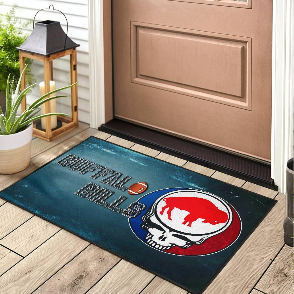 Buffalo Bills American Football Team Door Mat Red Buffalo In Skull Brain Universe Scale Door Mat Home Decor