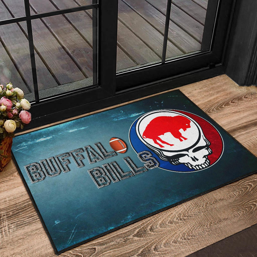 Buffalo Bills American Football Team Door Mat Red Buffalo In Skull Brain Universe Scale Door Mat Home Decor