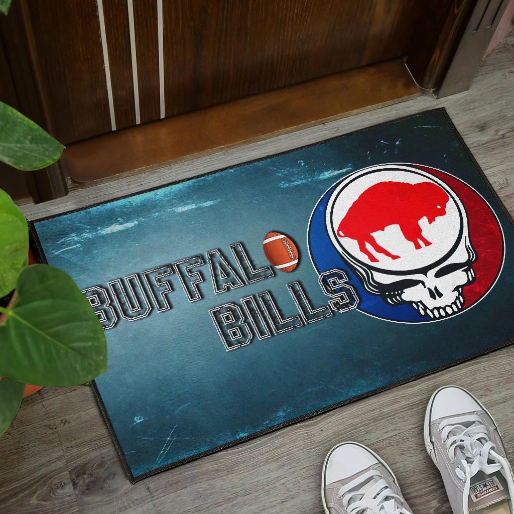 Buffalo Bills American Football Team Door Mat Red Buffalo In Skull Brain Universe Scale Door Mat Home Decor