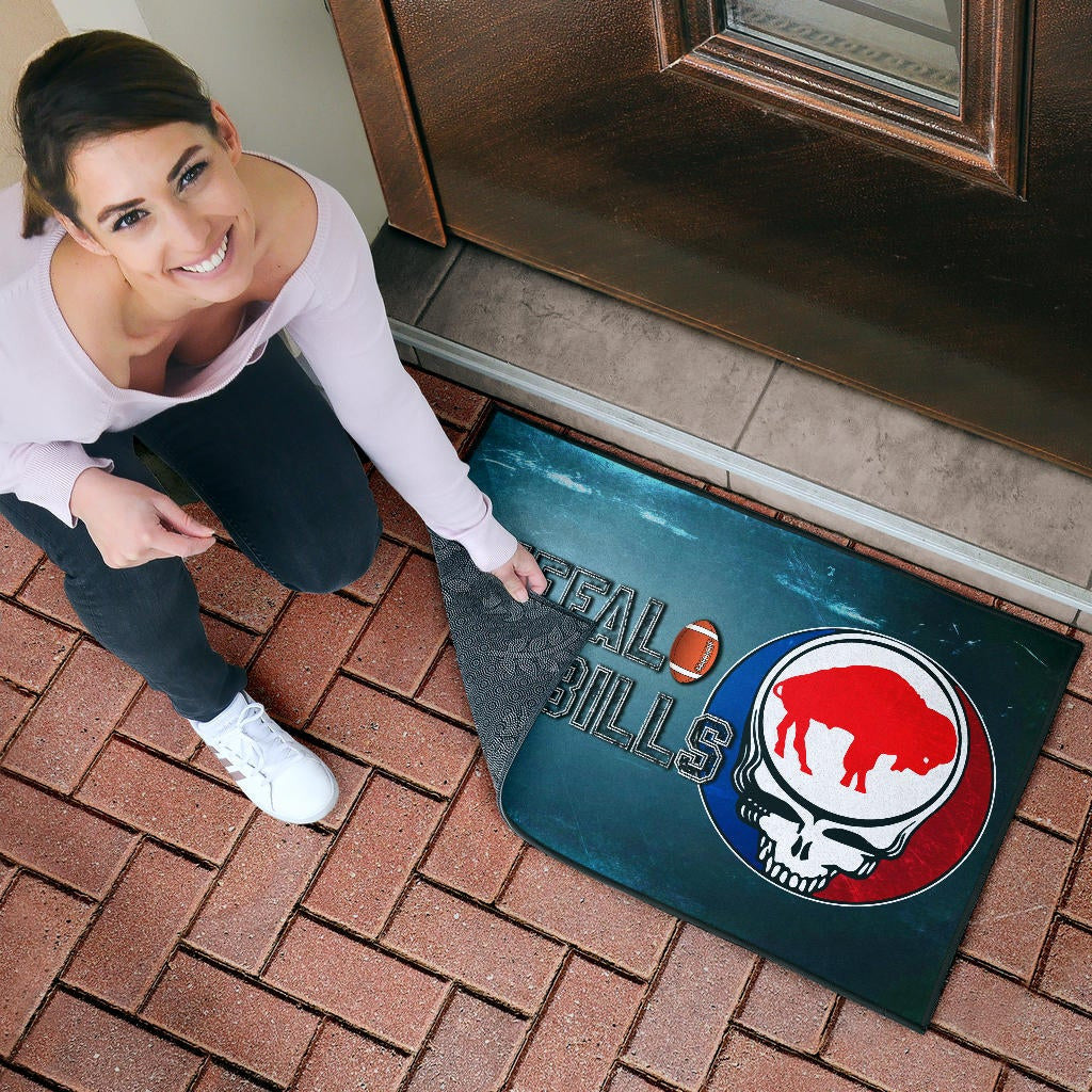 Buffalo Bills American Football Team Door Mat Red Buffalo In Skull Brain Universe Scale Door Mat Home Decor