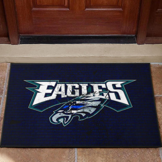 Philadelphia Eagles American Football Team Door Mat Sharp Eagle Head US Flag Blue Brick Wall Door Mat Home Decor