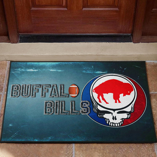 Buffalo Bills American Football Team Door Mat Red Buffalo In Skull Brain Universe Scale Door Mat Home Decor