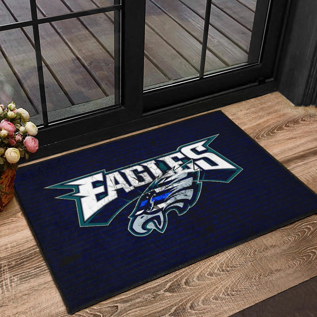Philadelphia Eagles American Football Team Door Mat Sharp Eagle Head US Flag Blue Brick Wall Door Mat Home Decor