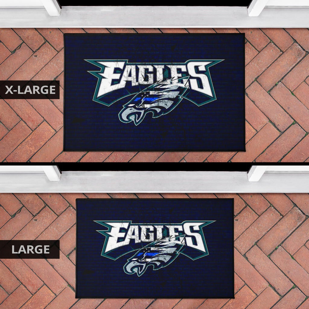 Philadelphia Eagles American Football Team Door Mat Sharp Eagle Head US Flag Blue Brick Wall Door Mat Home Decor