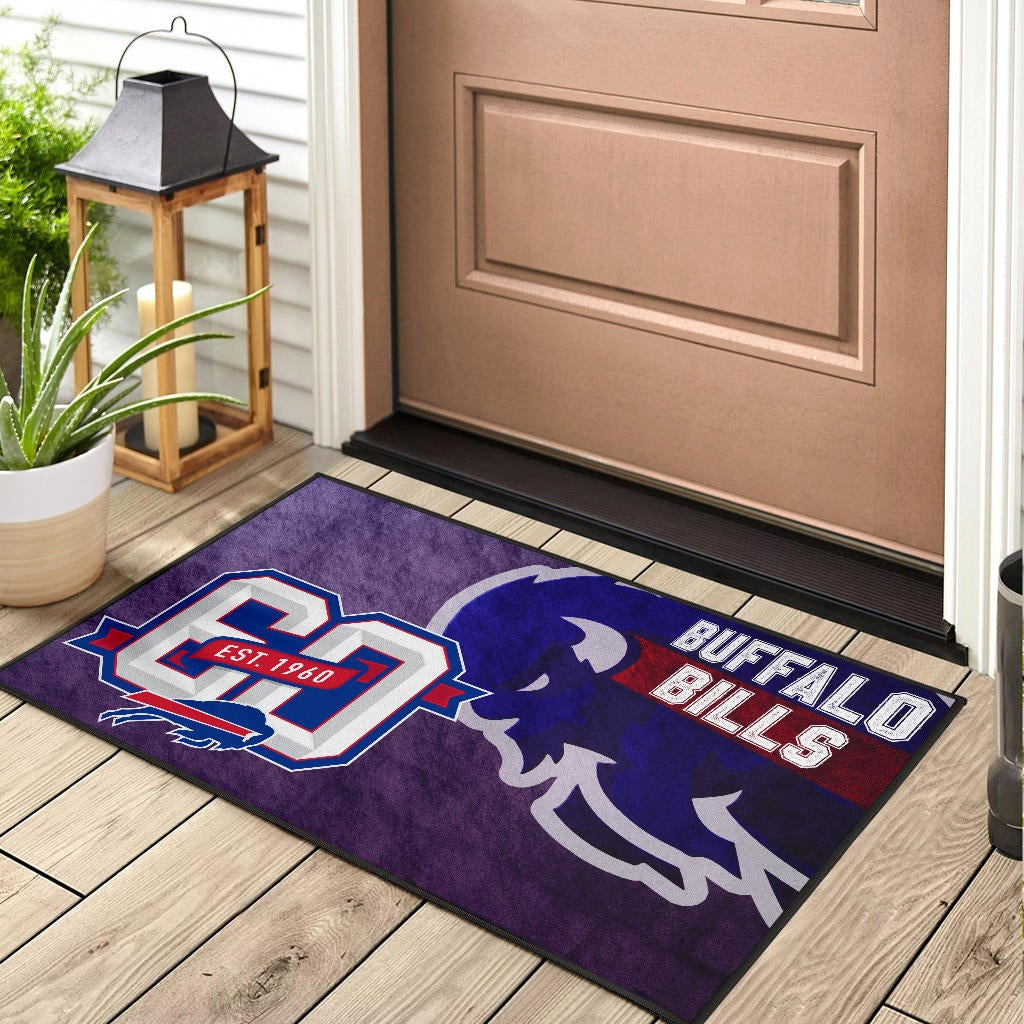 Buffalo Bills American Football Team Door Mat Blue Strongest Buffalo Fighting Est 1960 Text Door Mat Home Decor
