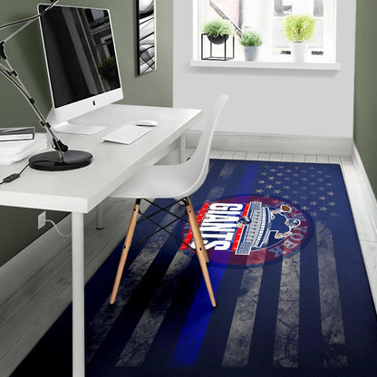 New York Giants American Football Team Area Rug Player Throwing Rugby Ball Football Stadium Artwork Rugs Home Decor