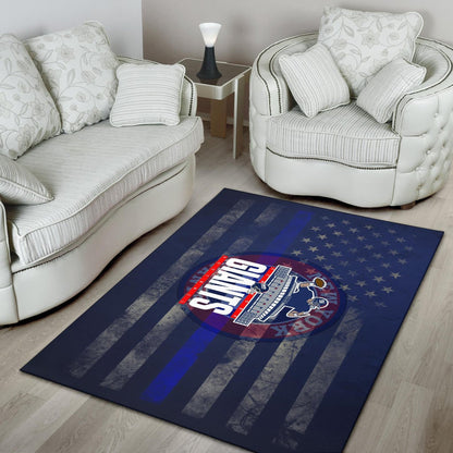 New York Giants American Football Team Area Rug Player Throwing Rugby Ball Football Stadium Artwork Rugs Home Decor