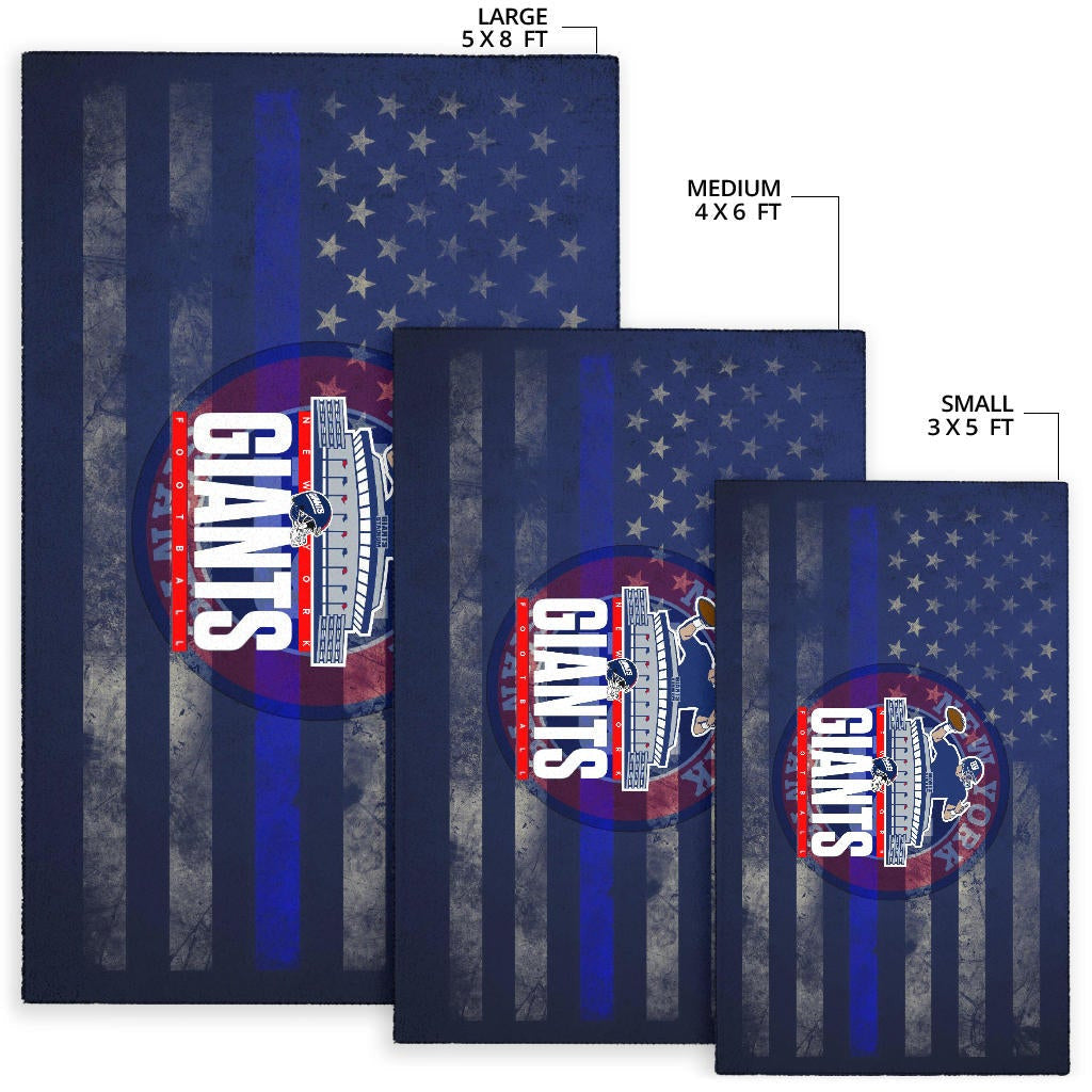 New York Giants American Football Team Area Rug Player Throwing Rugby Ball Football Stadium Artwork Rugs Home Decor