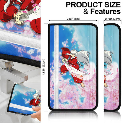 Inuyasha Anime Seat Belt Covers Inuyasha Using Sword Sakura Blossom Flower Flying Belt Covers