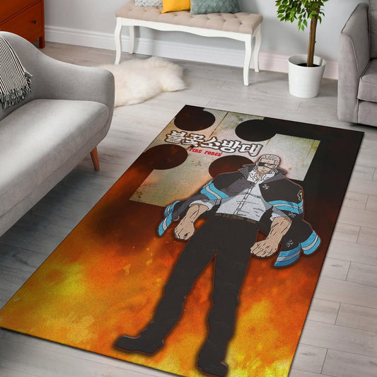 Fire Force Anime Area Rug Leonardo Barns No Emotion Standing In Fire Rugs Home Decor