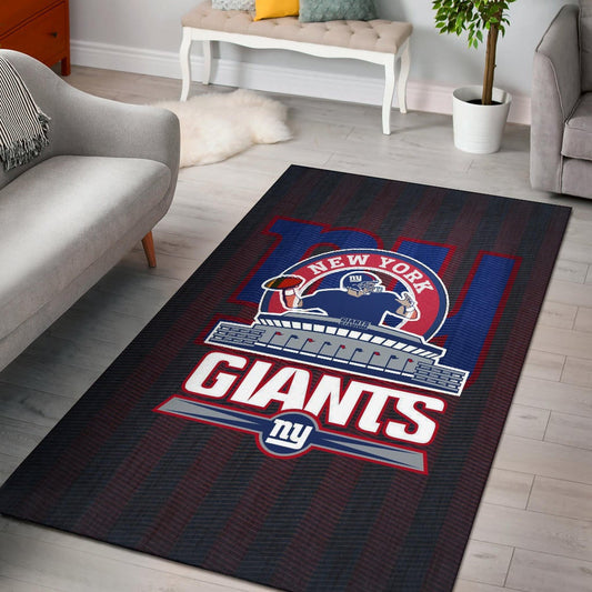 New York Giants American Football Team Area Rug Player Silhouette Throwing Rugby Ball Rugs Home Decor
