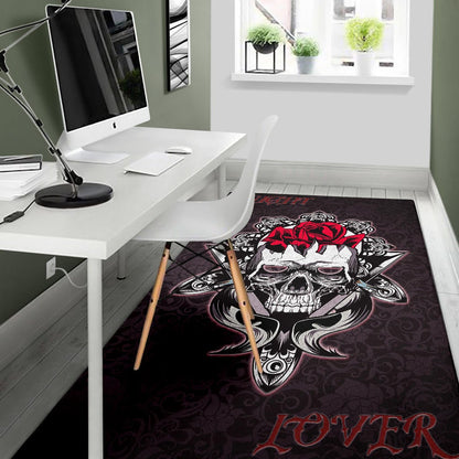 Skull Area Rug - Knight Lover Broken Skull With Rose Artwork Rugs Home Decor