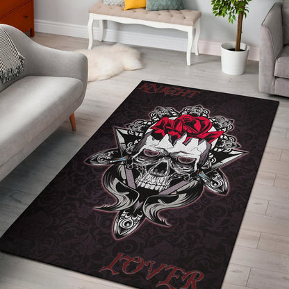 Skull Area Rug - Knight Lover Broken Skull With Rose Artwork Rugs Home Decor
