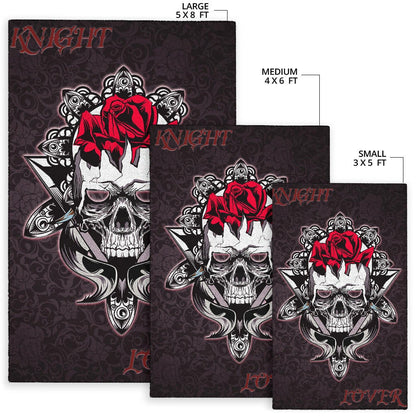 Skull Area Rug - Knight Lover Broken Skull With Rose Artwork Rugs Home Decor