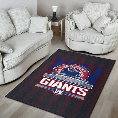 New York Giants American Football Team Area Rug Player Silhouette Throwing Rugby Ball Rugs Home Decor
