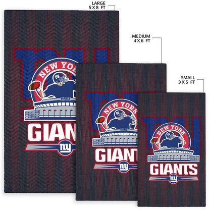 New York Giants American Football Team Area Rug Player Silhouette Throwing Rugby Ball Rugs Home Decor