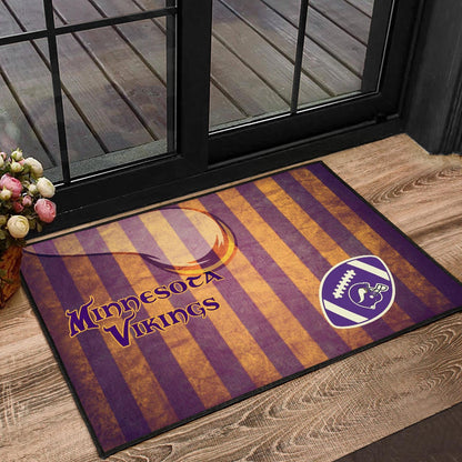 Minnesota Vikings American Football Team Door Mat Rugby Ball On Flag With Viking Horn Adrian Peterson Door Mat Home Decor