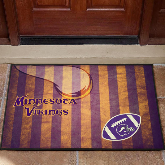 Minnesota Vikings American Football Team Door Mat Rugby Ball On Flag With Viking Horn Adrian Peterson Door Mat Home Decor