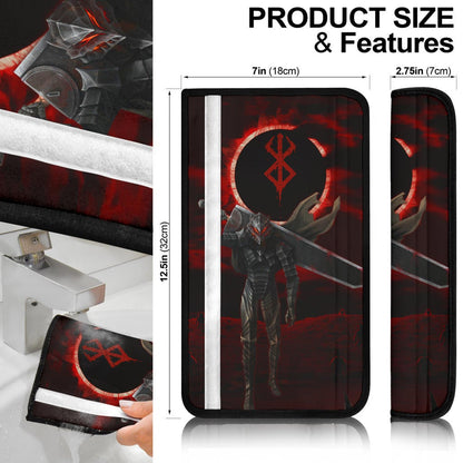 Berserk Anime Seat Belt Covers - Guts Armor Armadura With Sword Dark Black Sun Belt Covers