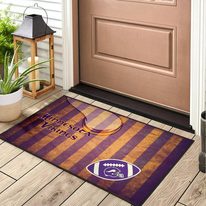 Minnesota Vikings American Football Team Door Mat Rugby Ball On Flag With Viking Horn Adrian Peterson Door Mat Home Decor